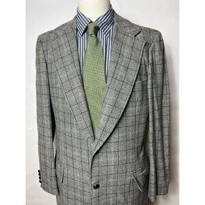 Vintage 80’s Sanford Sacks Sport Coat Jacket Gray Glen Plaid Men’s 42L Nice
